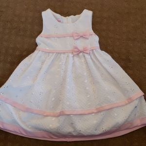 White and Pink Easter or Flower Girl Dress